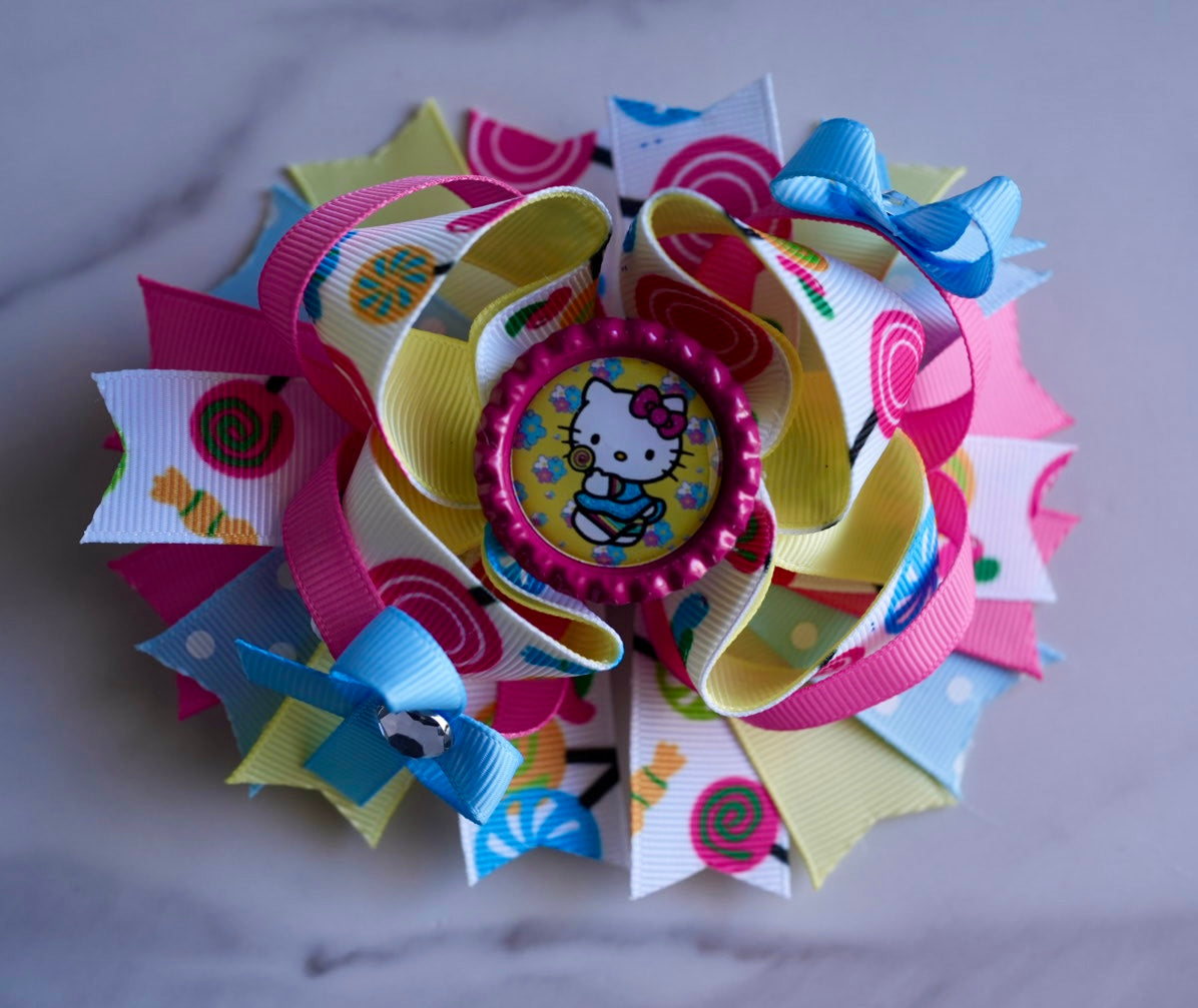 Kitty boutique hair bow swirl candy