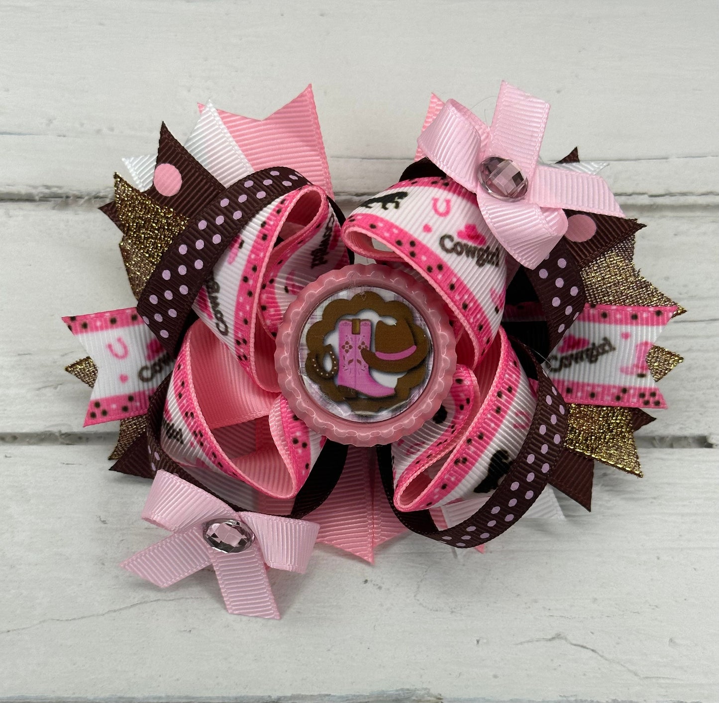 Cowgirl grosgrain hair bow