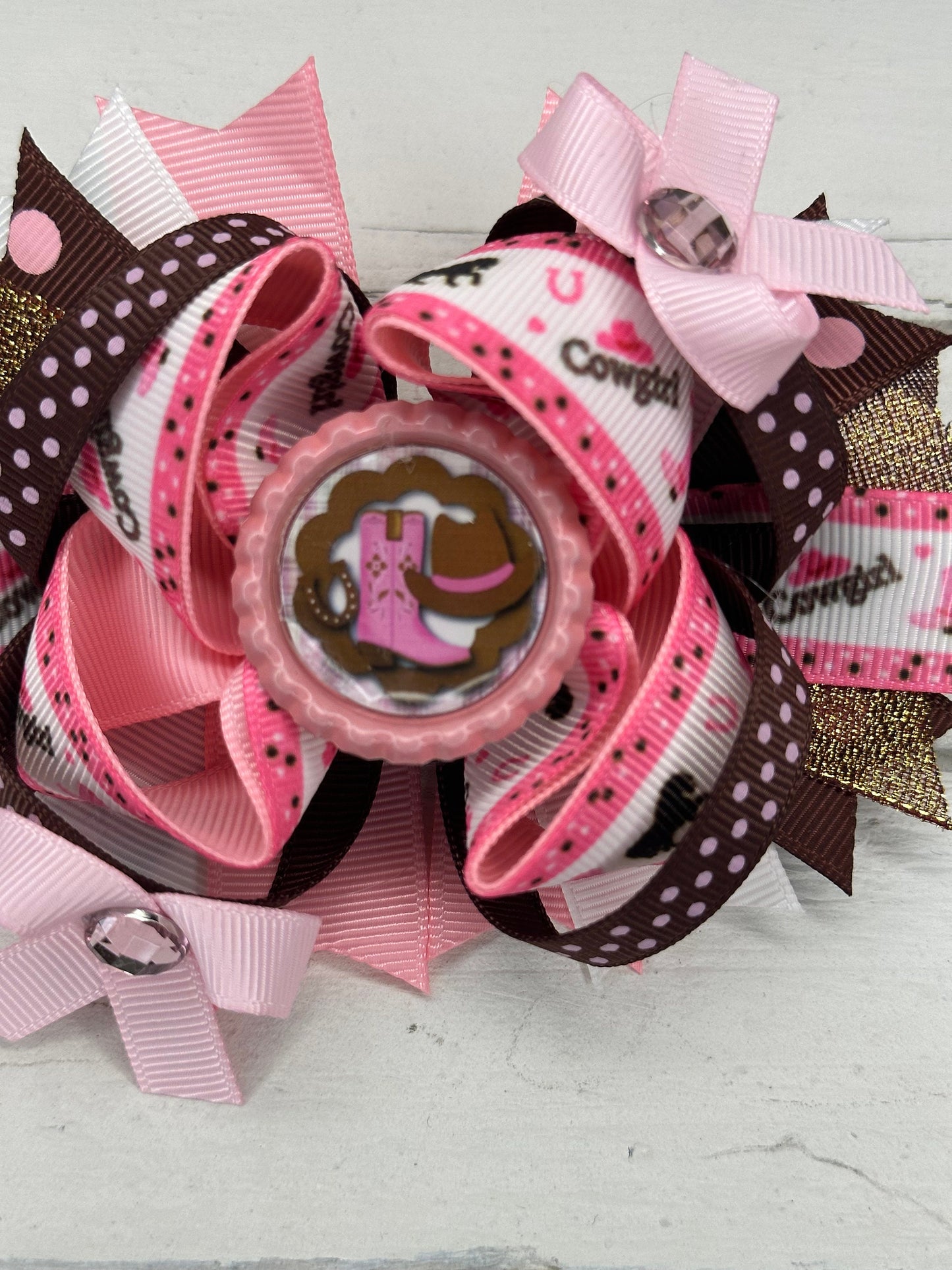 Cowgirl grosgrain hair bow