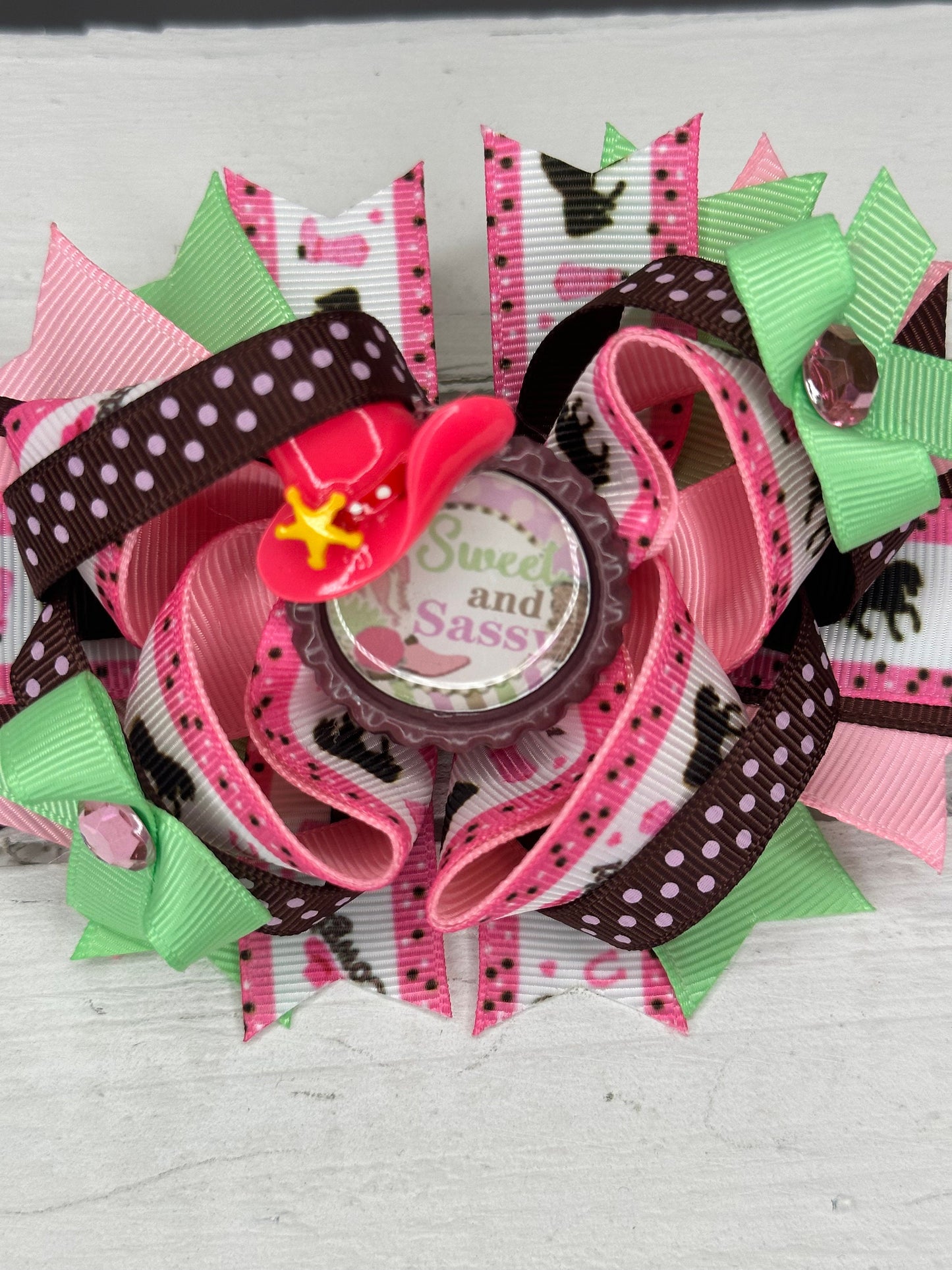 Sweet and sassy cow girl hair bow