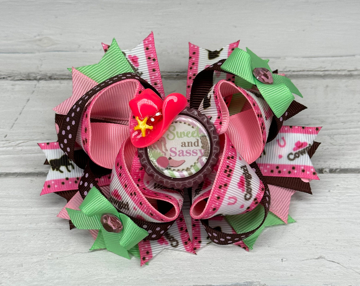 Sweet and sassy cow girl hair bow