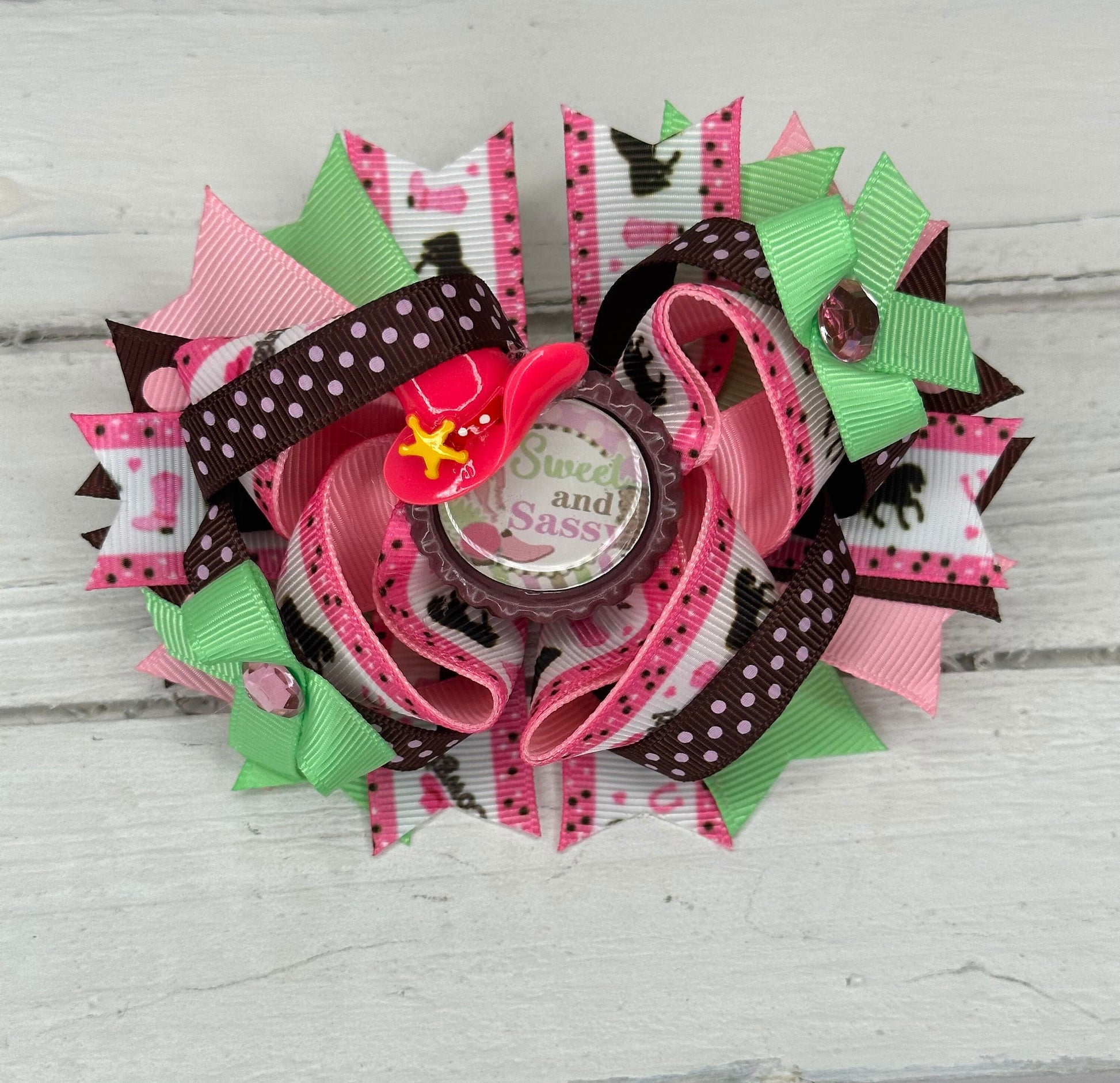 Sweet and sassy cow girl hair bow