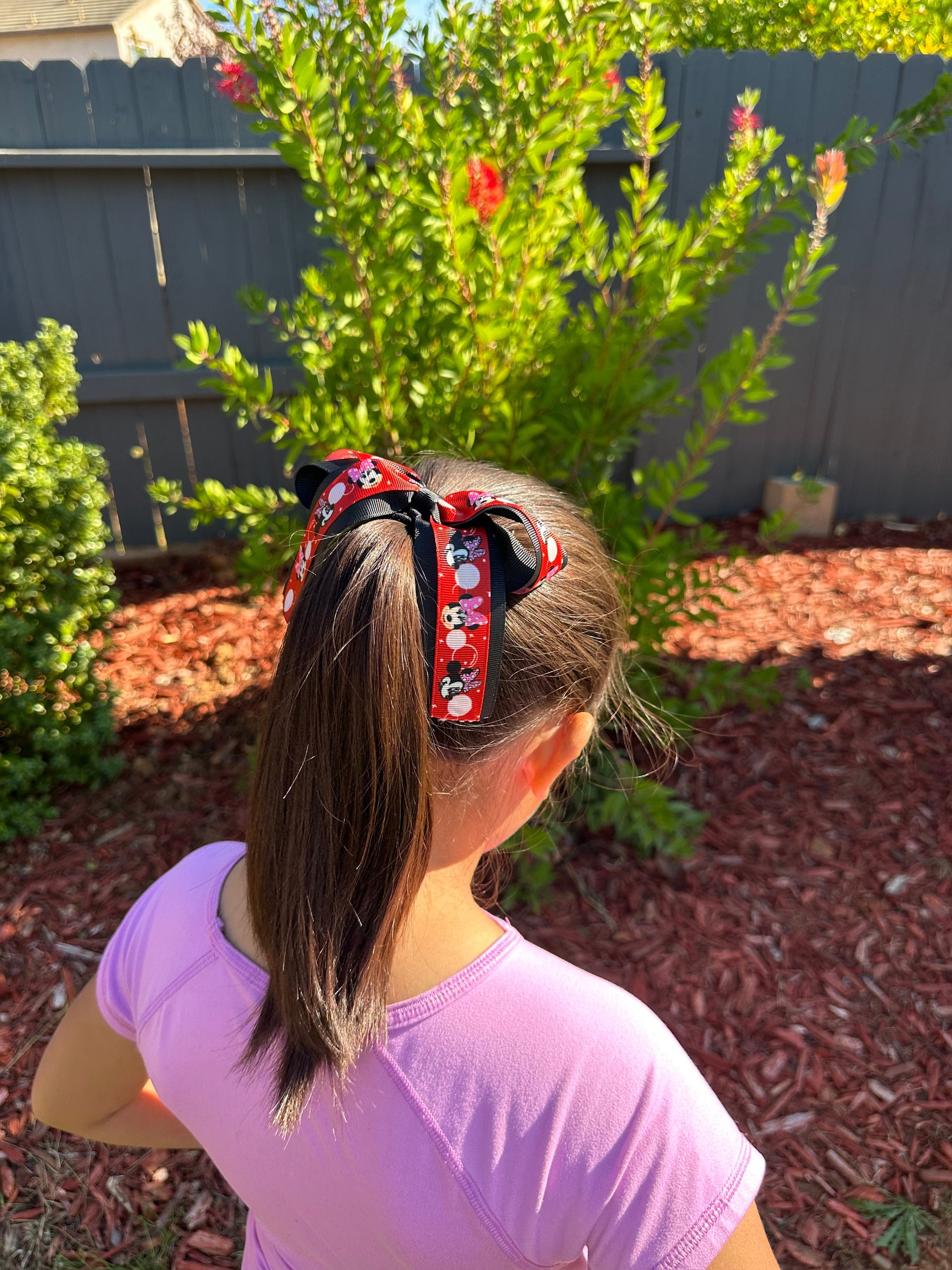 Pony tail hair bow mouse print