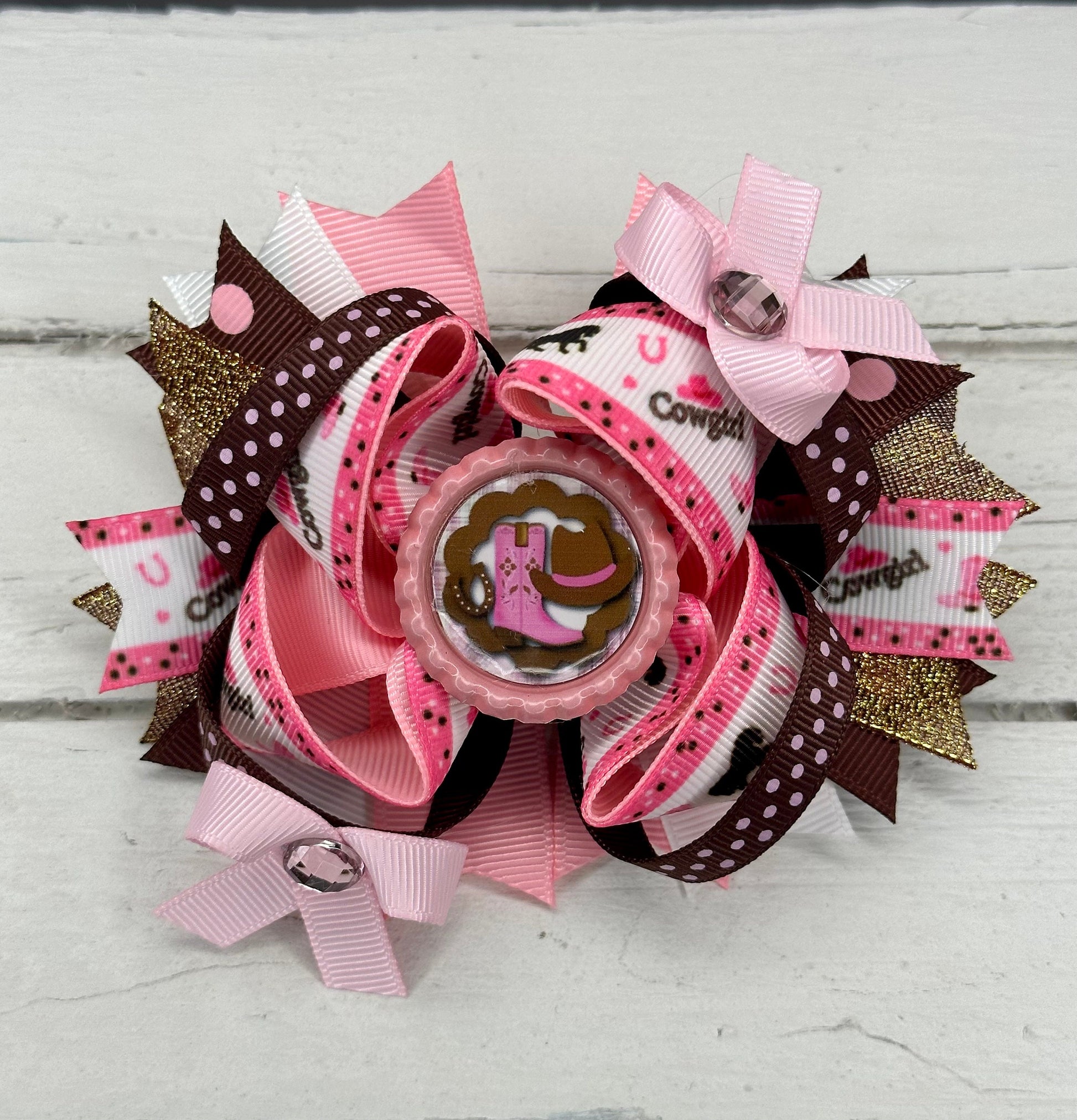 Cowgirl grosgrain hair bow