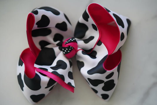 cow print hair boutique hair bow for little girls