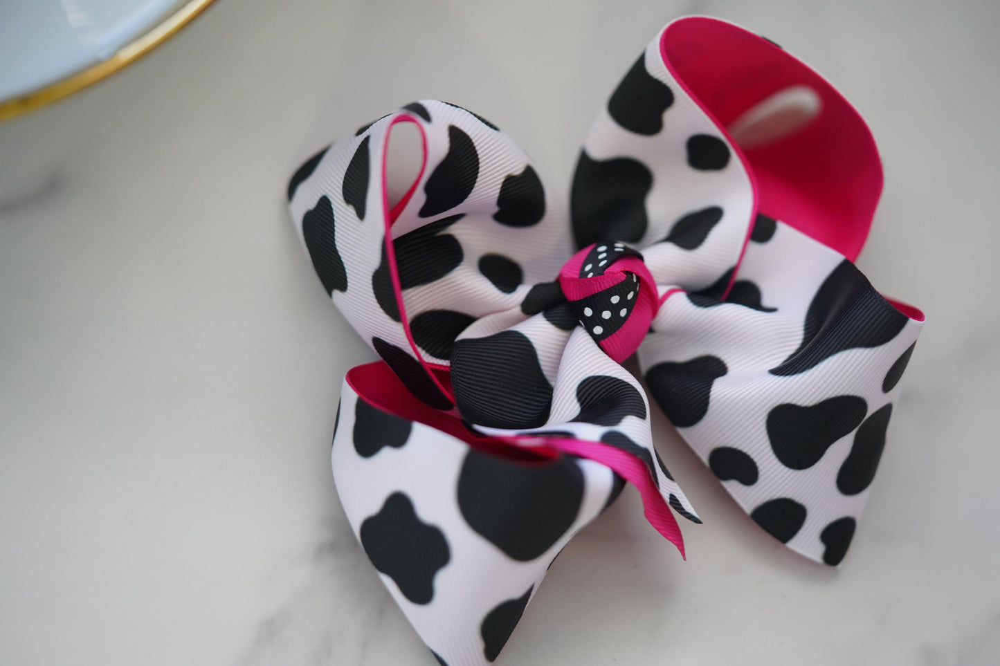 cow print hair boutique hair bow for little girls