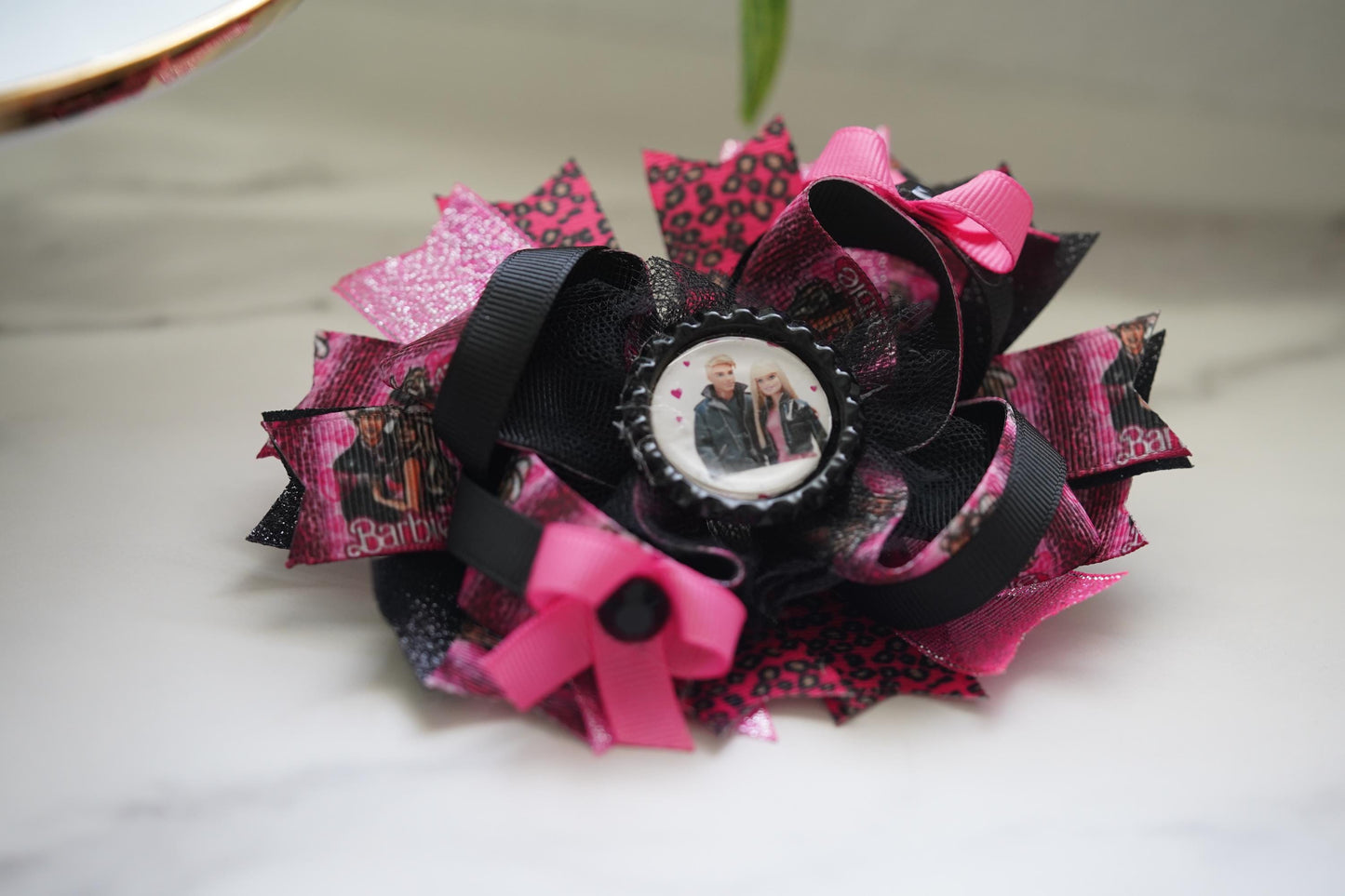 Barbie and Ken inspired crossgrain hair bow for girls