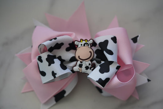 little cow crossgrain hair bow for little girls!