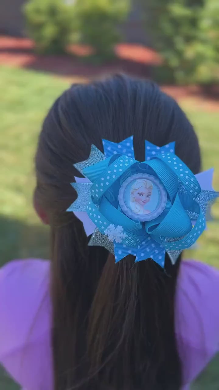 Frozen Elsa boutique Hair Bow